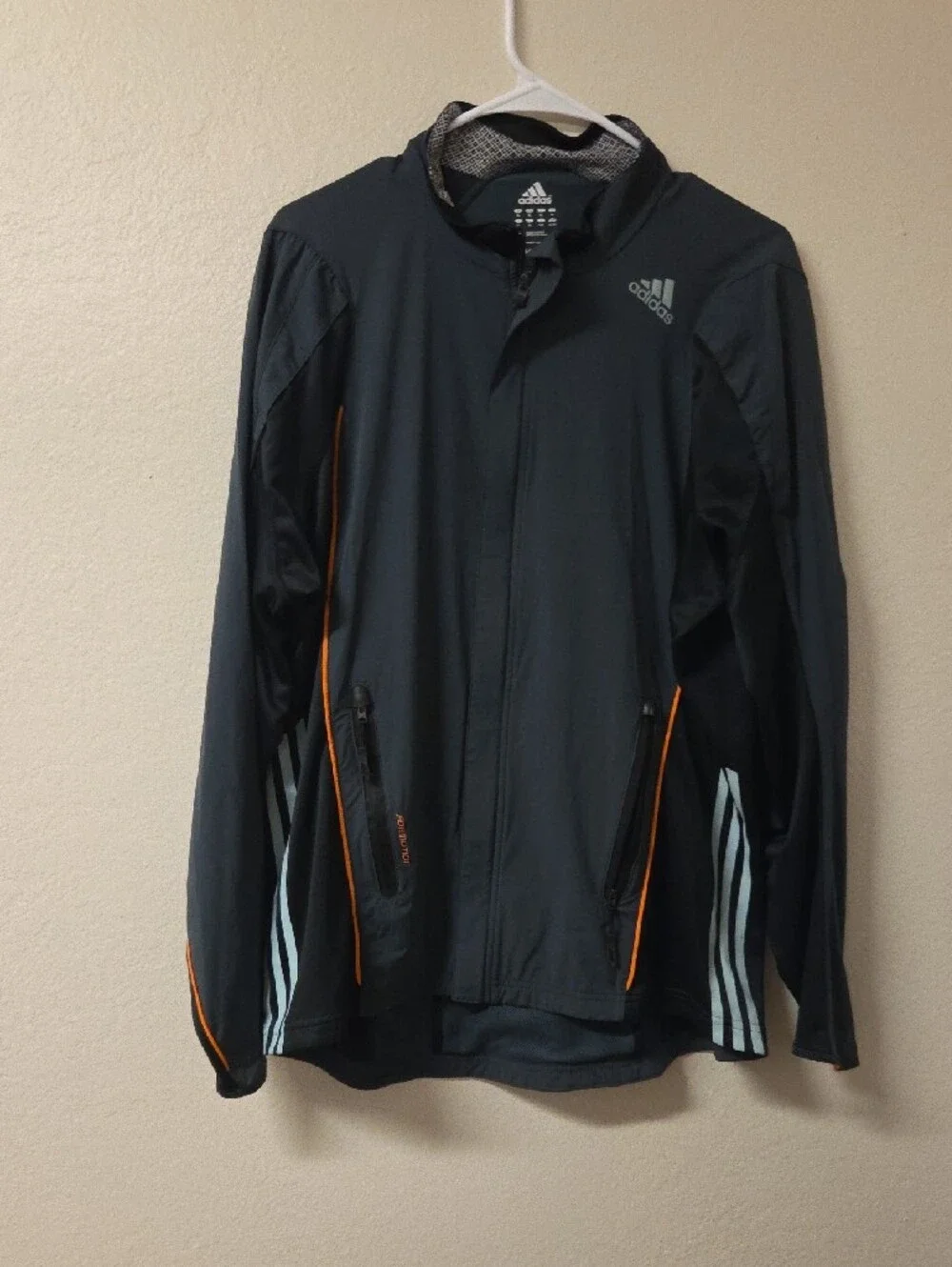 adidas Black Performance Jacket with Orange Piping